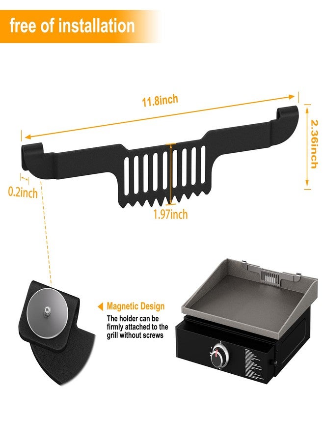 ZHSX Grease Gate Spatula Holder for Blackstone Griddle,11.8 Inch Magnetic Design Stainless Steel Grease Trap Grill Food Mesh Screen Block Hold Rack Griddle Accessories for Blackstone(Black) - Image 4