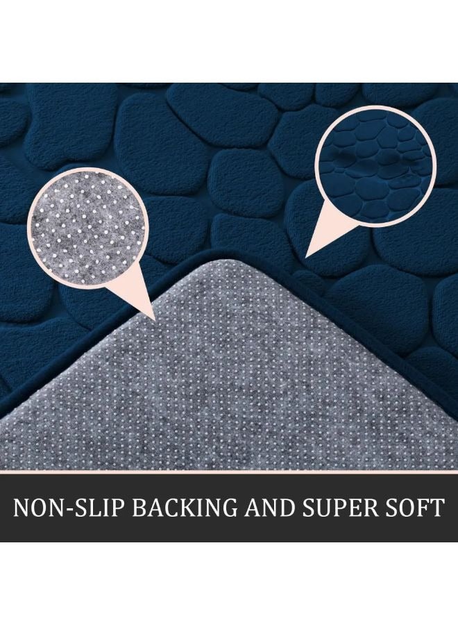 Vixplorn Bathroom Rugs Sets 3 Pieces, Ultra Soft Plush Bath Mats for Bathroom, Polyester Fiber Stone Embossed Toilet Lid Cover Floor Mats Bathtub Side Absorbent Carpets - Image 2