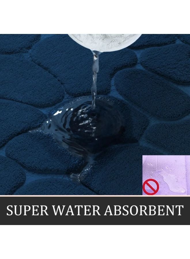 Vixplorn Bathroom Rugs Sets 3 Pieces, Ultra Soft Plush Bath Mats for Bathroom, Polyester Fiber Stone Embossed Toilet Lid Cover Floor Mats Bathtub Side Absorbent Carpets - Image 3