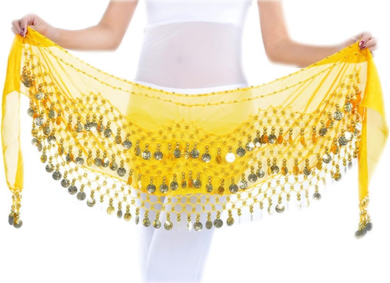 Lauthen.S 128 Coins Belly Dance Hip Scarf Tribal Belt Halloween Genie Costume Accessory - Image 1