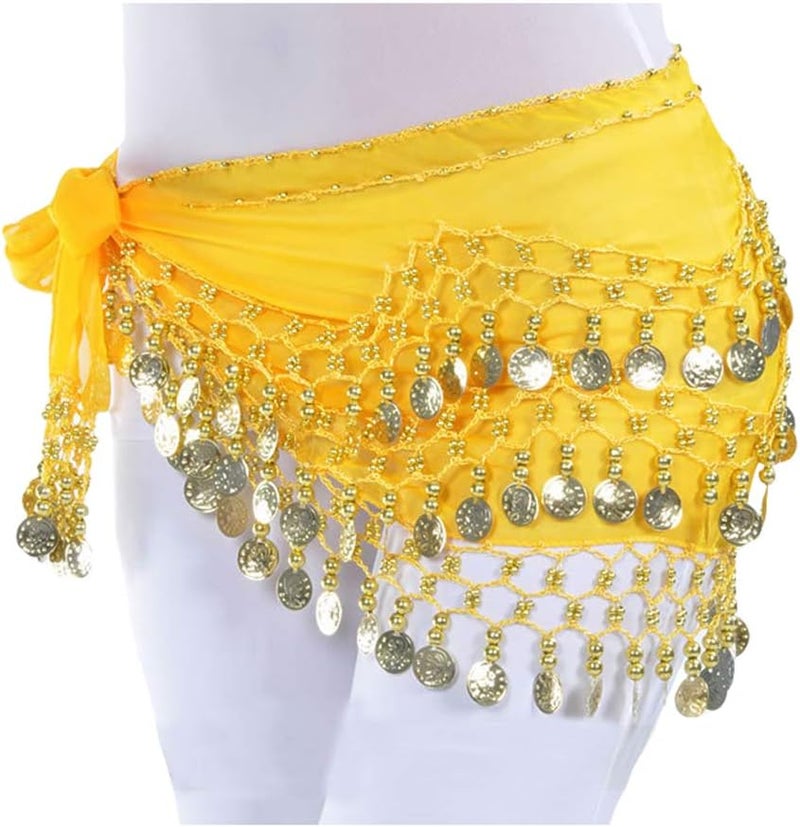 Lauthen.S 128 Coins Belly Dance Hip Scarf Tribal Belt Halloween Genie Costume Accessory - Image 2