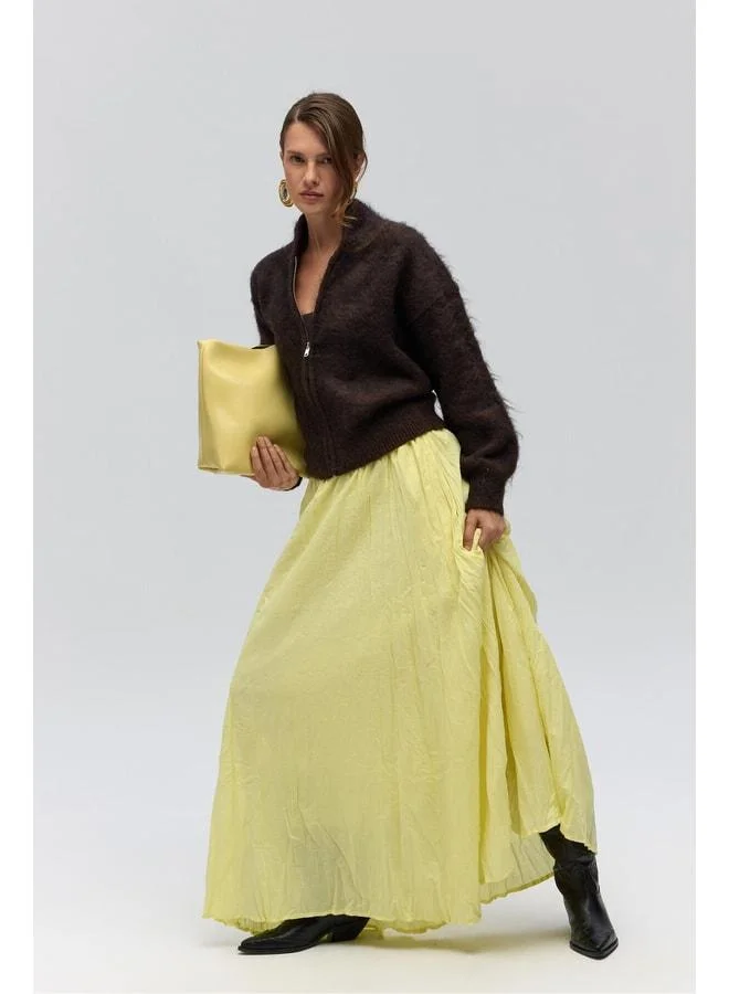 Jayla Crinkled Detail Yellow Long Skirt.