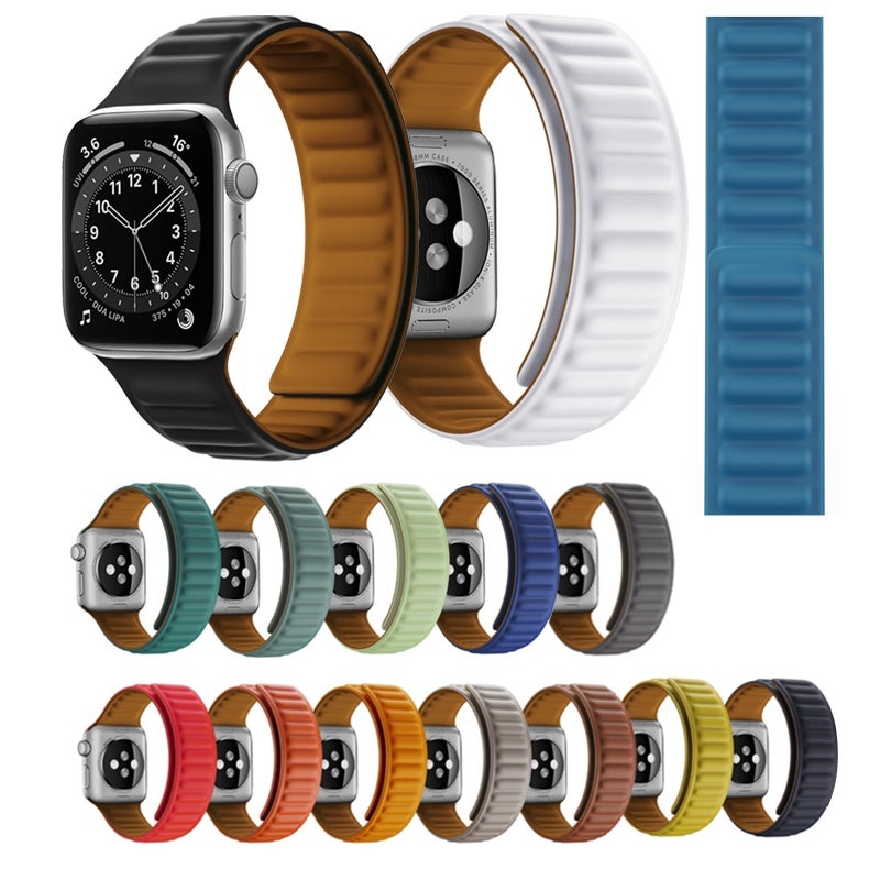 erorex Silicone Magnetic Strap Watch Band For Apple Watch Ultra 49Mm&Watch Ultra 2 49Mm / Series 9&8&7 45Mm / Se 3&Se 2&6&Se&5&4 44Mm / 3&2&1 42Mm(Khaki) - Image 2