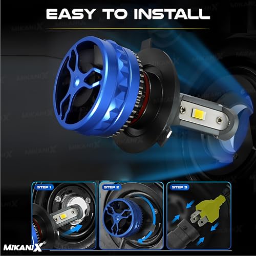 MIKANIX 1 Year Warranty 120 WATT | Bike Headlight LED | High & Low Beam H4 (AC & DC) White LED Bulb Super High Brightness | with Cooling Fan | Universal for Bikes | Scooty | Motorbike - Image 3
