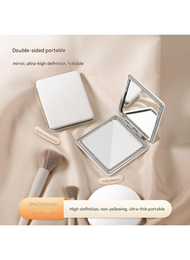 Mini Portable Double Sided Folding Makeup Mirror for Women PU Leather Surface Magnetic Open Close High Definition Mirror Travel Essential - Image 3