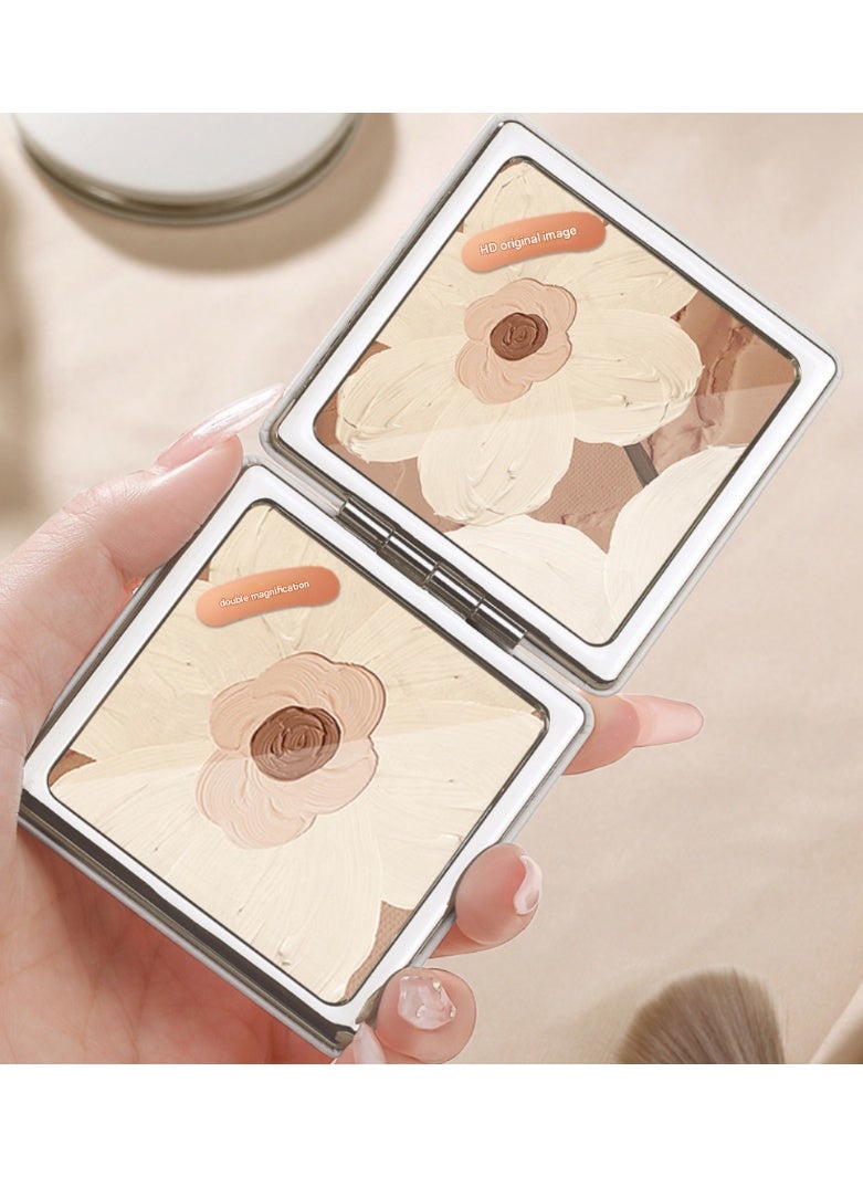 Mini Portable Double Sided Folding Makeup Mirror for Women PU Leather Surface Magnetic Open Close High Definition Mirror Travel Essential - Image 4