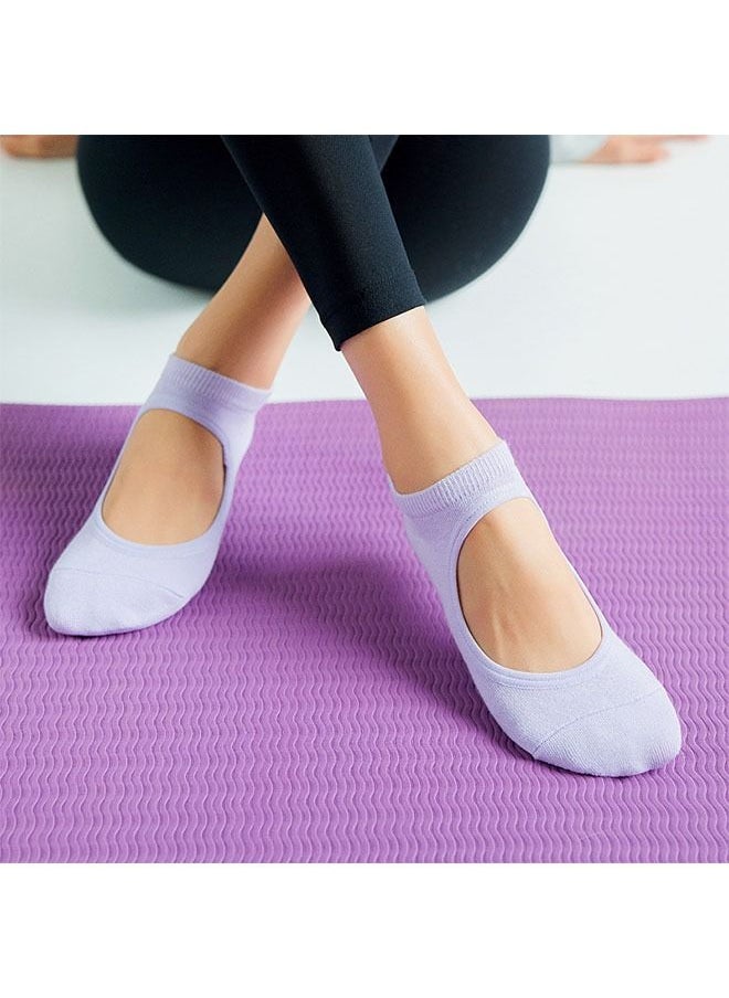 Ant Non Slip Grip Yoga Socks for Women, Soft Comfortable Socks for Barre Ballet Dance Barefoot Workout Pilates, Full Toe Grip Non-Slip Elastic Socks (Purple)  - Image 2