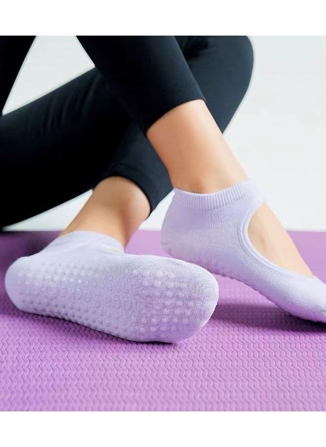 Ant Non Slip Grip Yoga Socks for Women, Soft Comfortable Socks for Barre Ballet Dance Barefoot Workout Pilates, Full Toe Grip Non-Slip Elastic Socks (Purple)  - Image 3