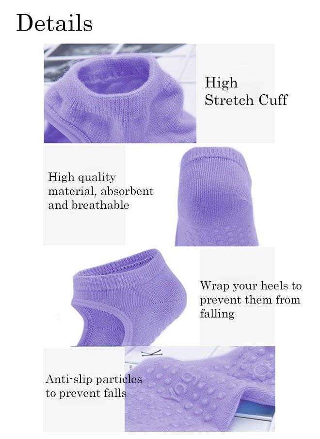 Ant Non Slip Grip Yoga Socks for Women, Soft Comfortable Socks for Barre Ballet Dance Barefoot Workout Pilates, Full Toe Grip Non-Slip Elastic Socks (Purple)  - Image 4