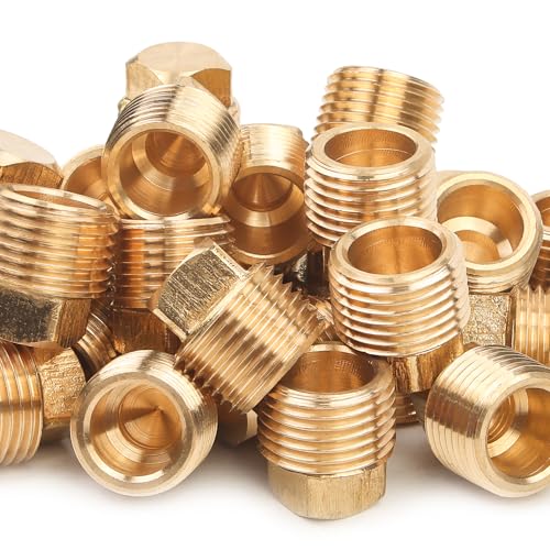 LTWFITTING Brass Pipe Square Head Plug Fittings 1/2 Inch Male NPT Air Fuel Water Boat(Pack of 10) - Image 1