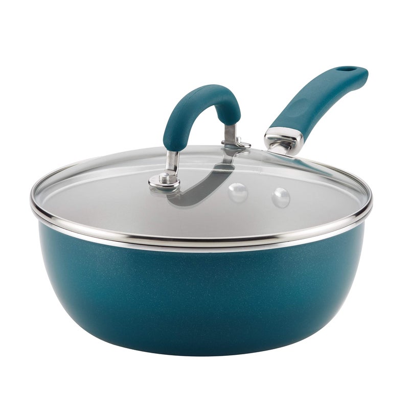 Rachael Ray Create Delicious Nonstick SauteAll Purpose Pan with Lid 3 Quart  Teal Shimmer teal shimmer blue
