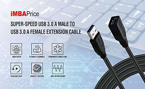 iMBAPrice USB 3.0 Extender - 15ft SuperSpeed USB A Male to A Female Extension Cable (Black) - Image 5