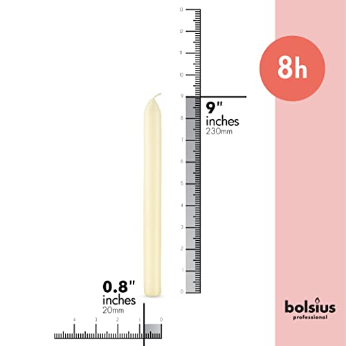 BOLSIUS Ivory Dinner Candles - 10 Pack Unscented 9 Inch Straight Taper Candle Set - 8 Hour Burn Time - Premium European Quality - Smokeless And Dripless Household, Spa, Wedding, And Party Candlestick - Image 3