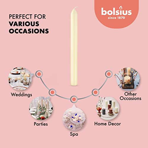 BOLSIUS Ivory Dinner Candles - 10 Pack Unscented 9 Inch Straight Taper Candle Set - 8 Hour Burn Time - Premium European Quality - Smokeless And Dripless Household, Spa, Wedding, And Party Candlestick - Image 5