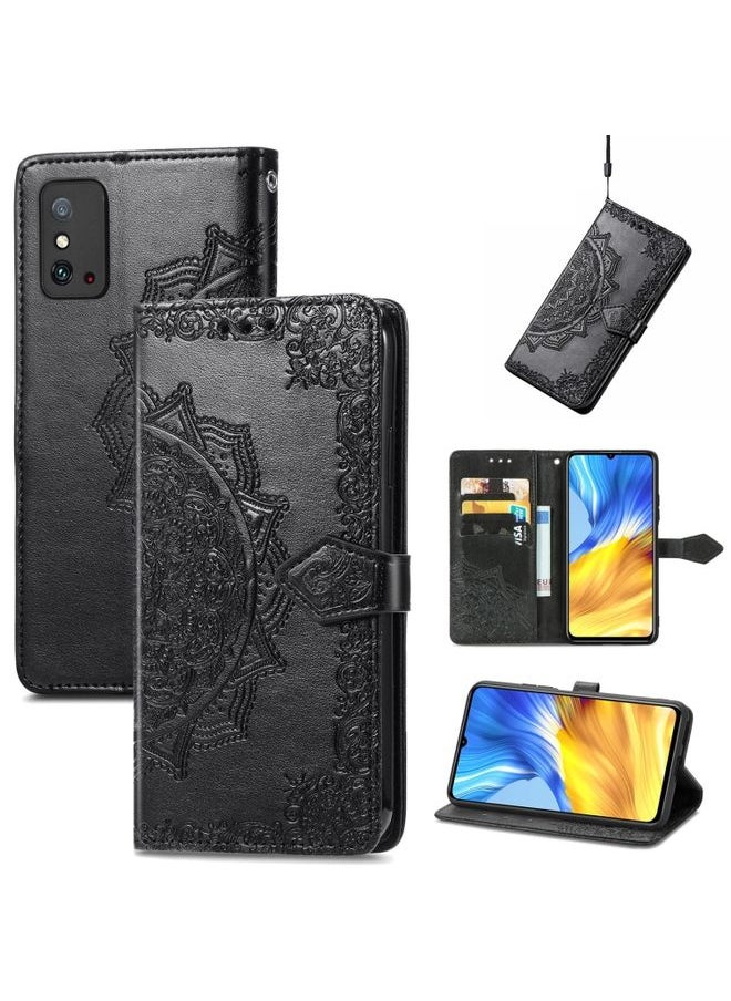 HuHa Case Cover For Honor X10 Max 5G Mandala Flower Embossed Flip Leather Phone Case Black 