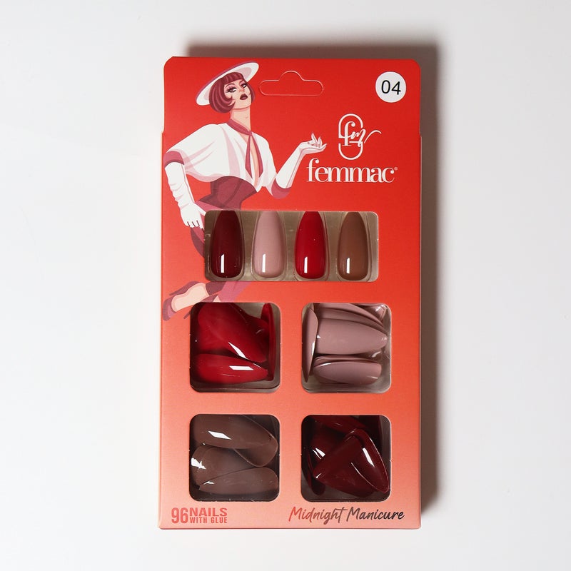 Midnight Manicure Press-On False Nails – Reusable, Lightweight, Salon Finish, 04 Almond