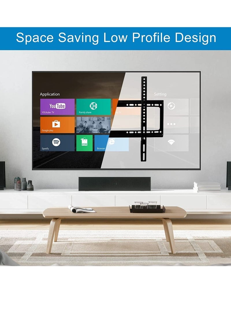 TV Wall Mount 26 63 Inches Ultra Strong Slim Fixed TV Bracket Heavy Duty Ultra Super Strong 50KG TV Wall Mount with Wall Fixing Kit for Flat Curved Screen TV LED, LCD OLED and Plasma 50Kg