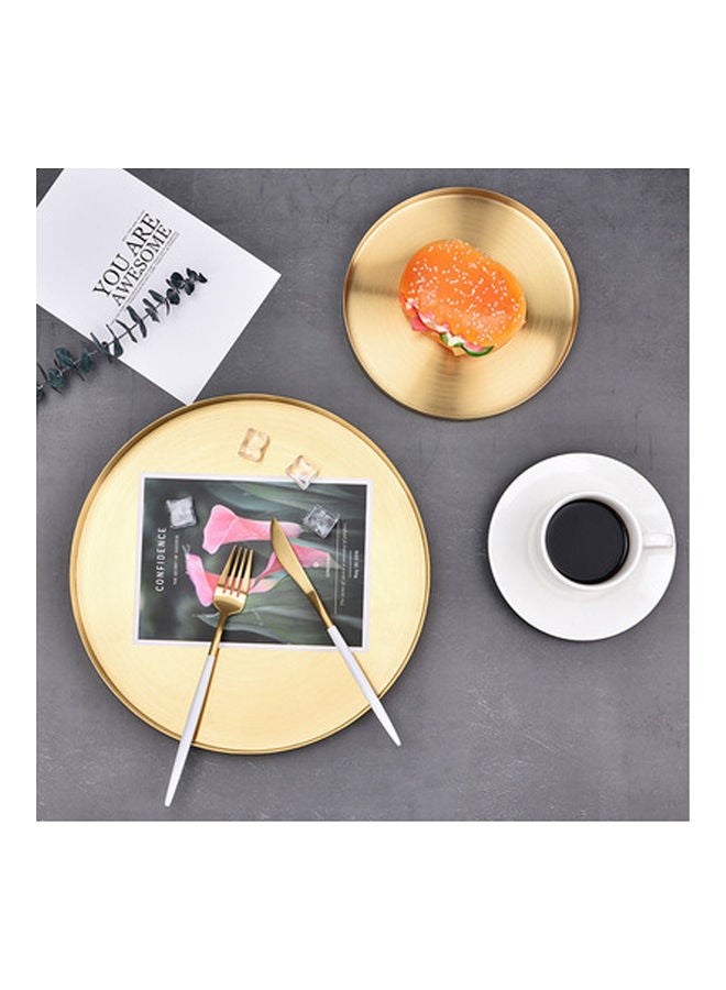European Style Golden Stainless Steel Circular Tray Gold 30cm - Image 5