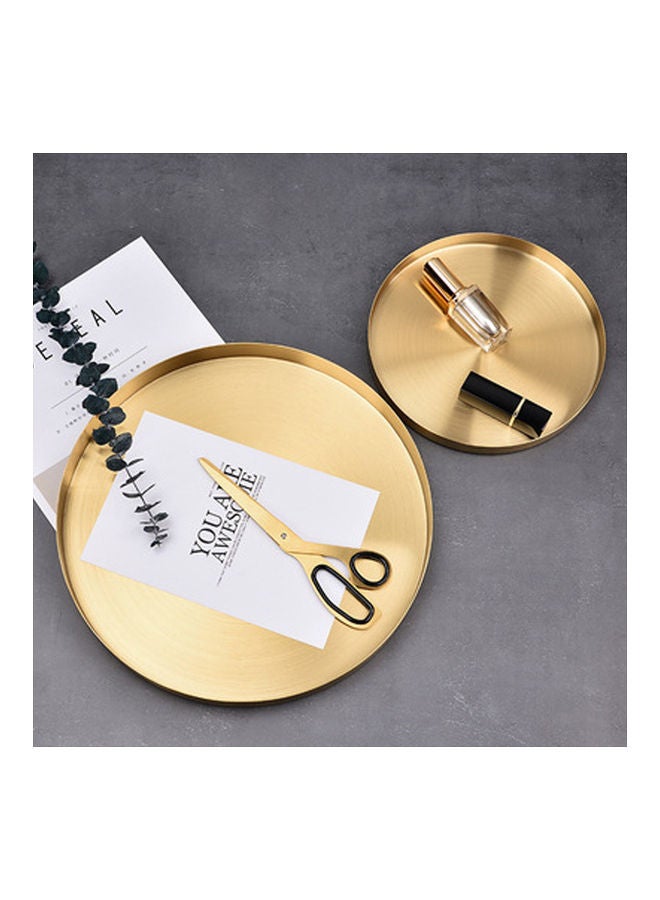 European Style Golden Stainless Steel Circular Tray Gold 30cm - Image 4