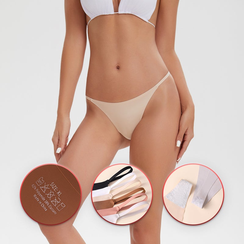 Thin Strap Thong Underwear Daily G String Thong Ice Silk Seamless T-Shaped Pants American Style - Image 5