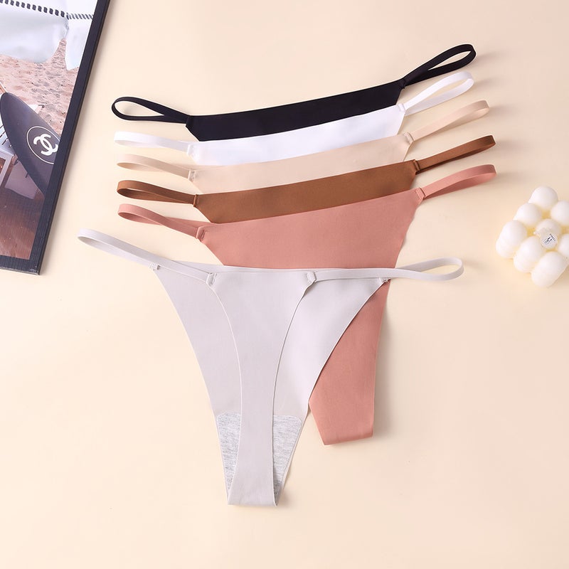 Thin Strap Thong Underwear Daily G String Thong Ice Silk Seamless T-Shaped Pants American Style - Image 4