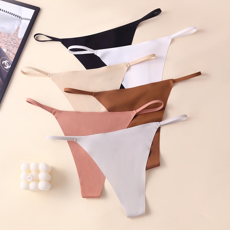 Thin Strap Thong Underwear Daily G String Thong Ice Silk Seamless T-Shaped Pants American Style - Image 3