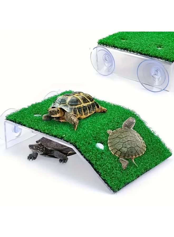 منصة تدفئة كبيرة للسلاحف مع سلم ومنطقة راحة عائمة لمشهد حوض السمك - Image 2