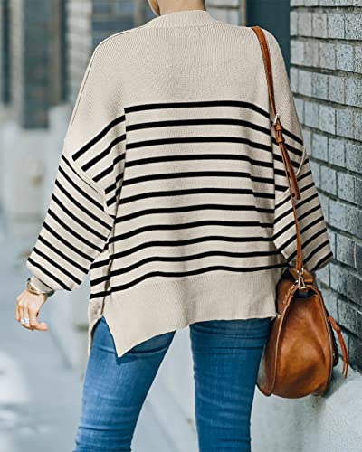 SAUKOLE Womens Causal Crewneck Batwing Sleeve Knit Top Side Split Oversized Pullover Sweaters Loose Jumper - Image 4