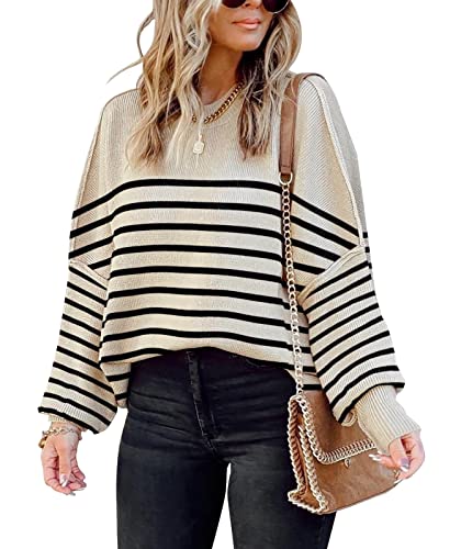 SAUKOLE Womens Causal Crewneck Batwing Sleeve Knit Top Side Split Oversized Pullover Sweaters Loose Jumper - Image 1