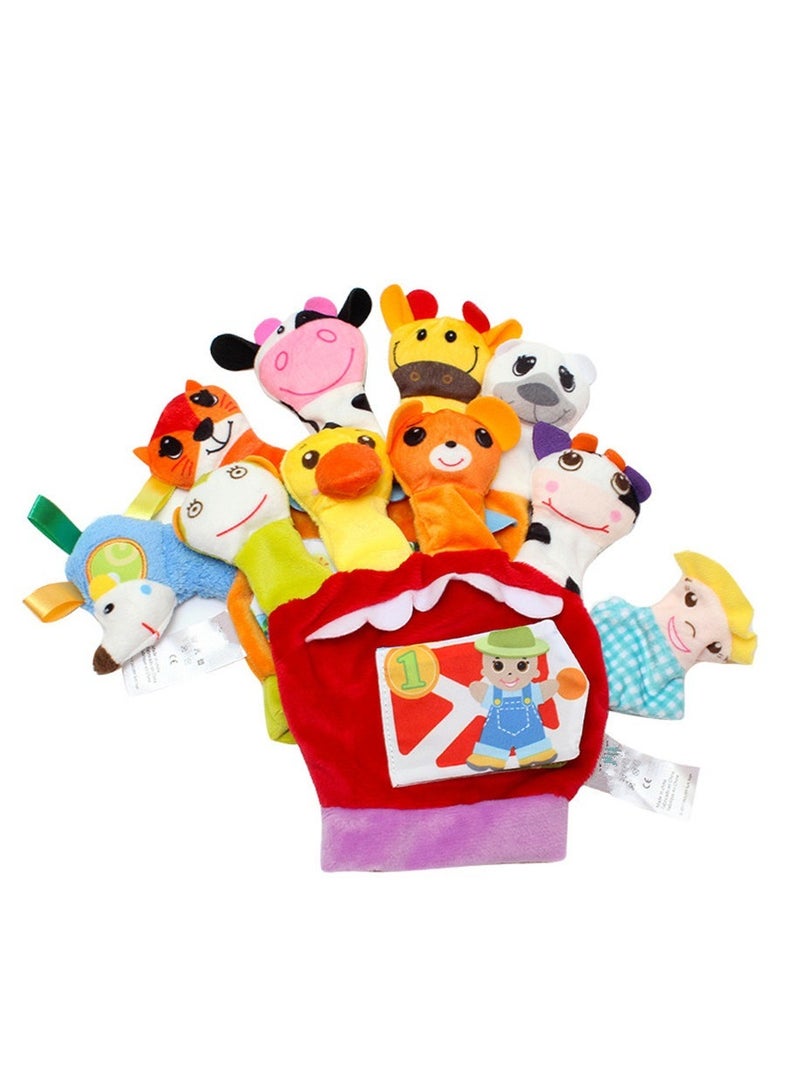 Hand Finger Plush Puppets Glove, Animal Finger Puppet for Children Early Education Toys for New Born Baby （for  2 hands）  - Image 2