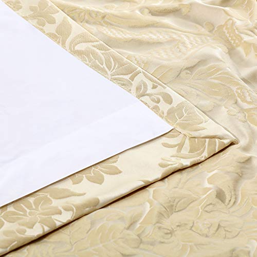HPD Half Price Drapes Designer Damask Curtains for Room Decoration 108 Inches Long Faux Silk Room Darkening Curtains (1 Panel), 50W x 108L, Magdelena Champaign/Beige - Image 5