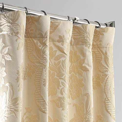 HPD Half Price Drapes Designer Damask Curtains for Room Decoration 108 Inches Long Faux Silk Room Darkening Curtains (1 Panel), 50W x 108L, Magdelena Champaign/Beige - Image 2