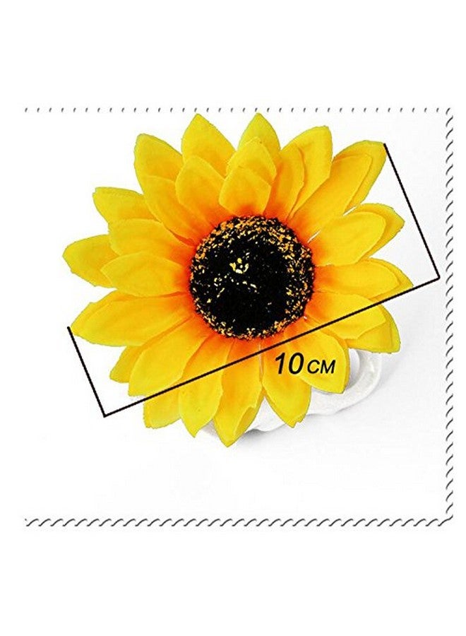 Quupy 3Pcs Yellow Hawaii Style Sunflower Hairpins Alligator Clips Hair Accessories For Party Beach Vacation Women Lady Girls (3.9 Inch) - Image 3