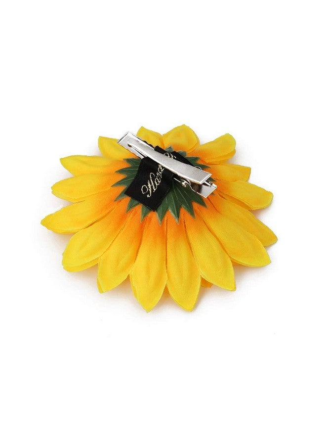 Quupy 3Pcs Yellow Hawaii Style Sunflower Hairpins Alligator Clips Hair Accessories For Party Beach Vacation Women Lady Girls (3.9 Inch) - Image 5