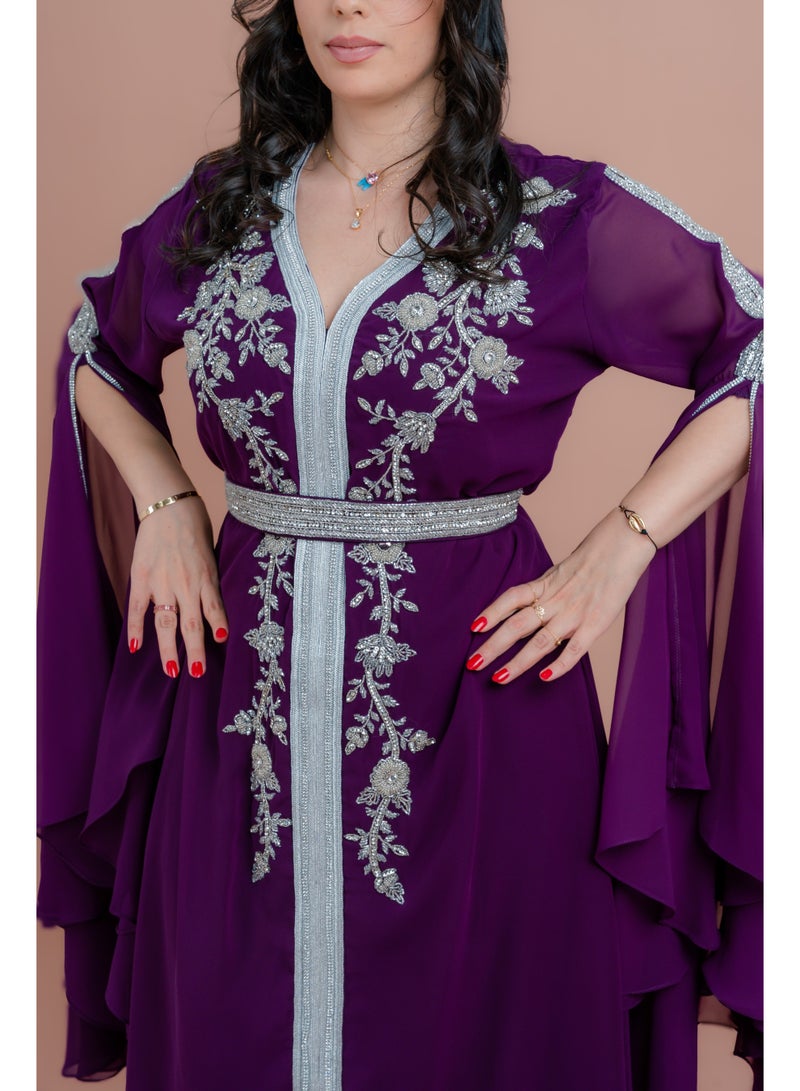 اكسا قفطان أنيق بحزام من قطعتين - Image 4