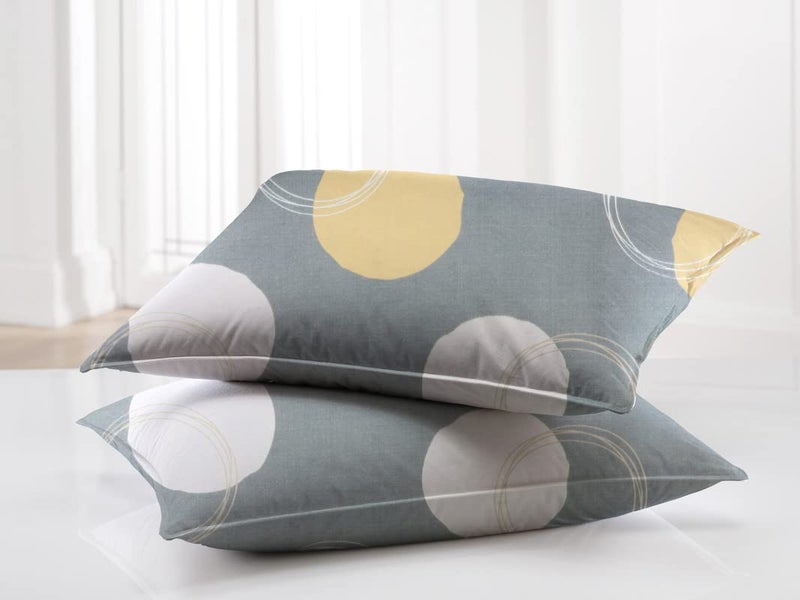 BSB مفرش سرير مزدوج بيس بي HOME مع 2 غطاء وسادة - 160 TC ميكروفايبر فائق النعومة - قابل للتنفس وخالي من التجاعيد - مجموعة 3 قطع | رمادي وأبيض - Image 3