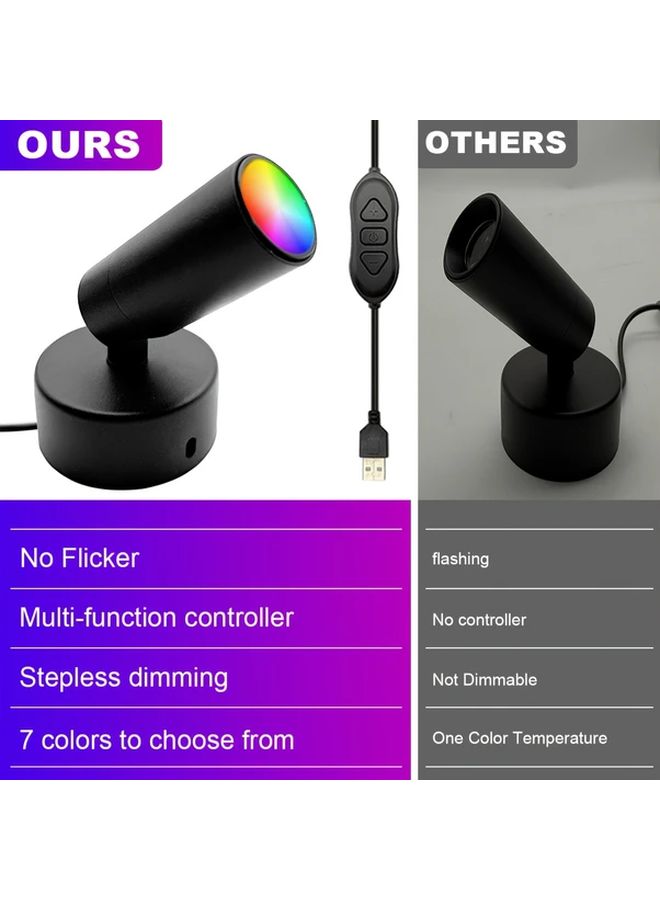 Black 2 Pack Full Metal RGB Spotlight with Adjustable Brightness for Home Decoration - Image 5