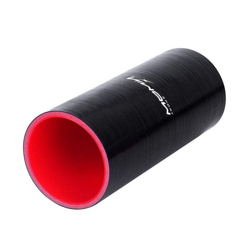 HiwowSport 8''(203MM) Length Silicone 4-Ply 8inch Length Long Straight Coupler Silicone Hose Black and Red Color with T-clamp (3.0"(76mm)) - Image 2