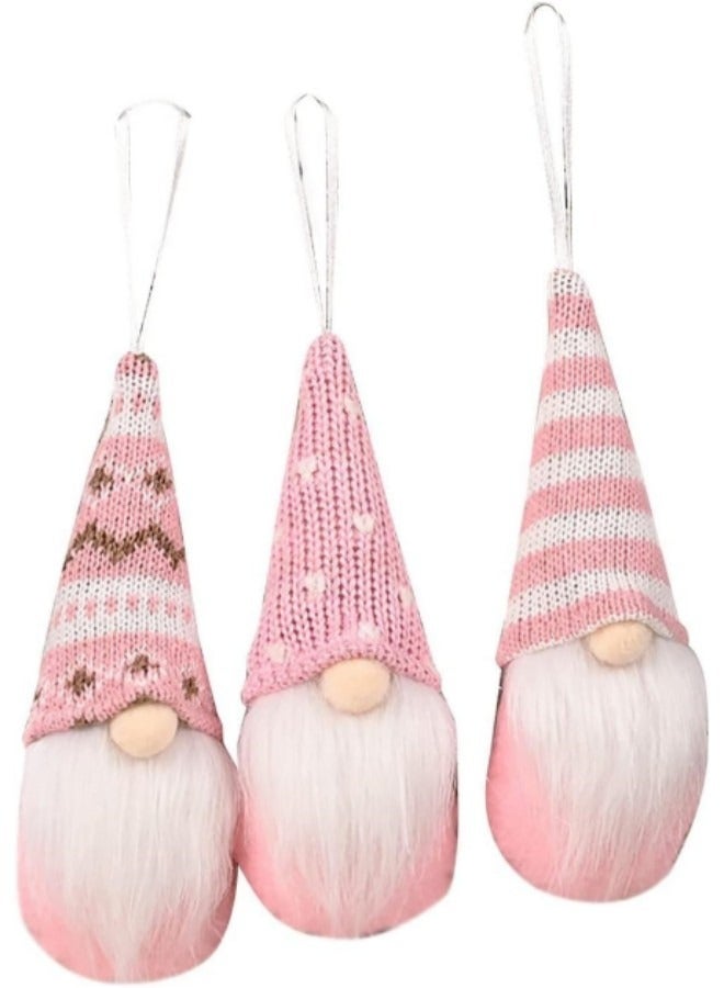 GGEROU Decoration Tree Hanging Ornaments Set of 3, Plush Faceless Doll Tree Pendant, Pink - Image 1