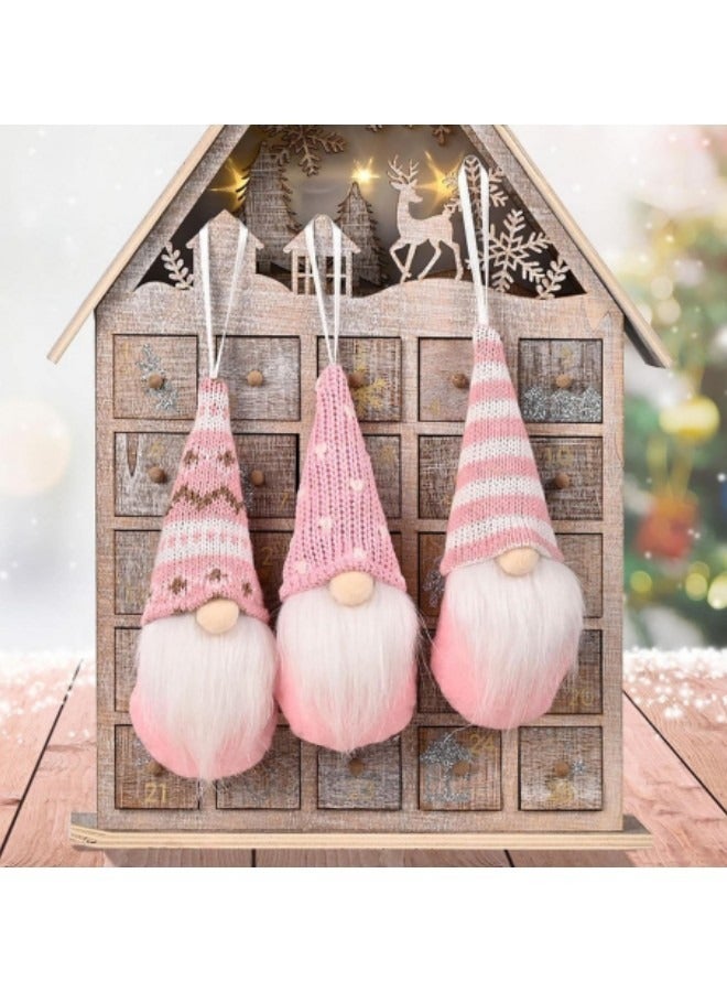 GGEROU Decoration Tree Hanging Ornaments Set of 3, Plush Faceless Doll Tree Pendant, Pink - Image 2