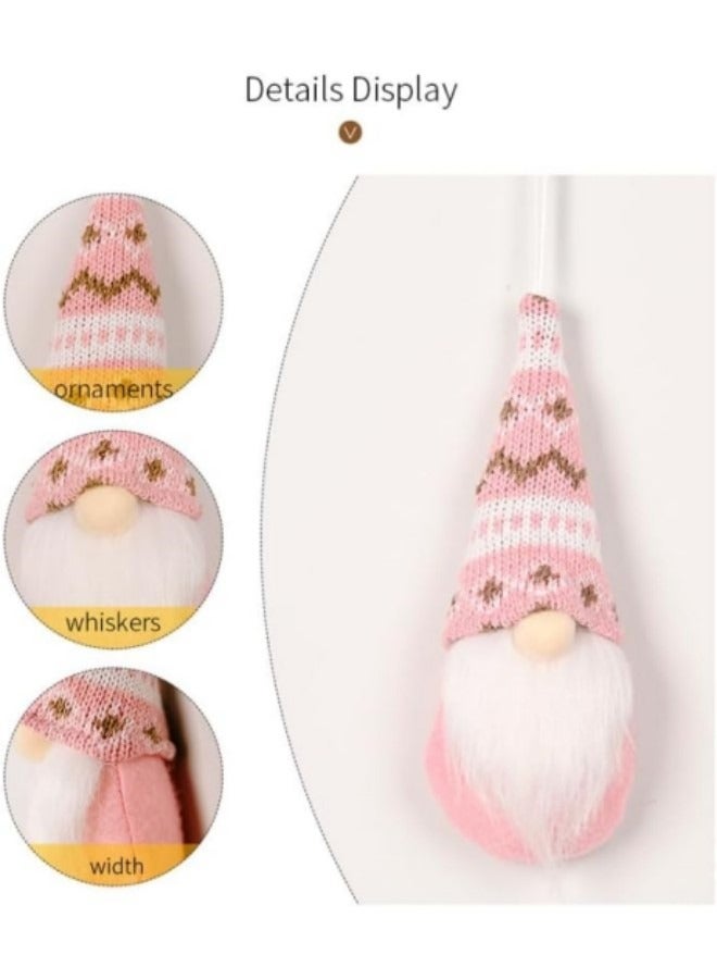 GGEROU Decoration Tree Hanging Ornaments Set of 3, Plush Faceless Doll Tree Pendant, Pink - Image 3