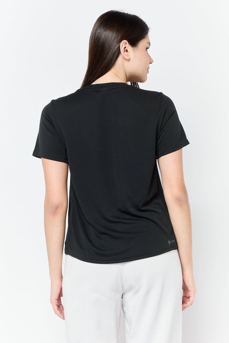 Adidas Women Sportswear Fit Short Sleeve Training Tops, Black  - Image 2
