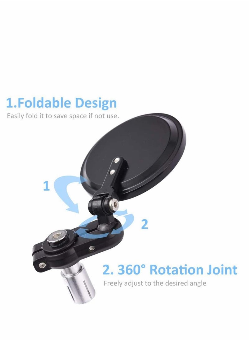 Excefore 7/8" 22mm Motorcycle Handlebar Bar End Mirror 3 Inch Round Rear View Side Mirror for Scooter Chopper Cruiser (Black)  - Image 2