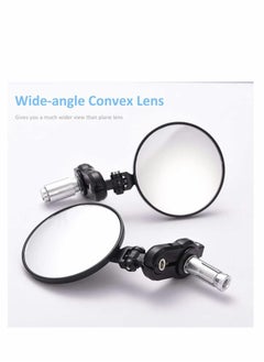 Excefore 7/8" 22mm Motorcycle Handlebar Bar End Mirror 3 Inch Round Rear View Side Mirror for Scooter Chopper Cruiser (Black)  - Image 3