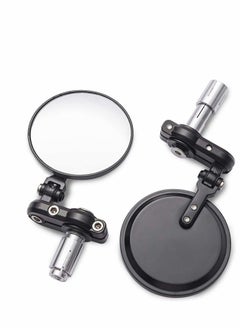Excefore 7/8" 22mm Motorcycle Handlebar Bar End Mirror 3 Inch Round Rear View Side Mirror for Scooter Chopper Cruiser (Black)  - Image 1