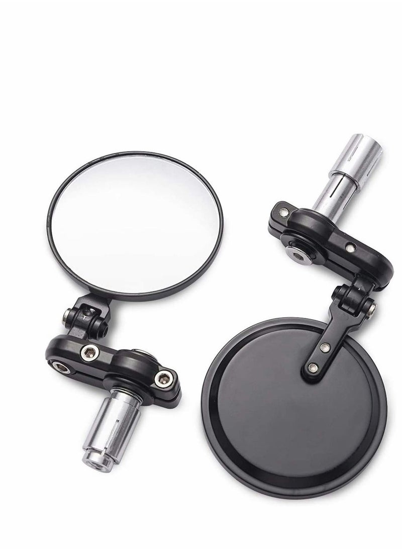 Excefore 7/8" 22mm Motorcycle Handlebar Bar End Mirror 3 Inch Round Rear View Side Mirror for Scooter Chopper Cruiser (Black)  - Image 1