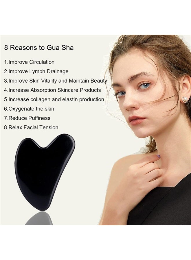 Ditind Gua Sha Facial Tools, Black Obsidian Gua Sha Massage Tool, Natural Jade Guasha Tool for Face and Body Skin Massage. Gua Sha Set for SPA Acupuncture Therapy, Trigger Point Treatment. - Image 2