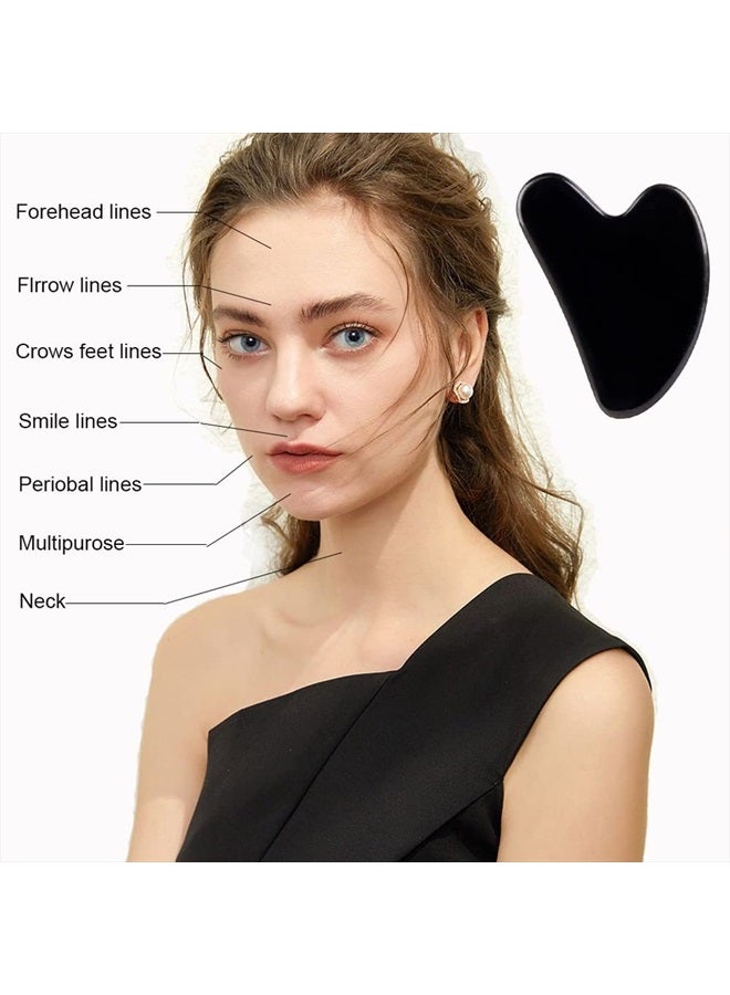 Ditind Gua Sha Facial Tools, Black Obsidian Gua Sha Massage Tool, Natural Jade Guasha Tool for Face and Body Skin Massage. Gua Sha Set for SPA Acupuncture Therapy, Trigger Point Treatment. - Image 4