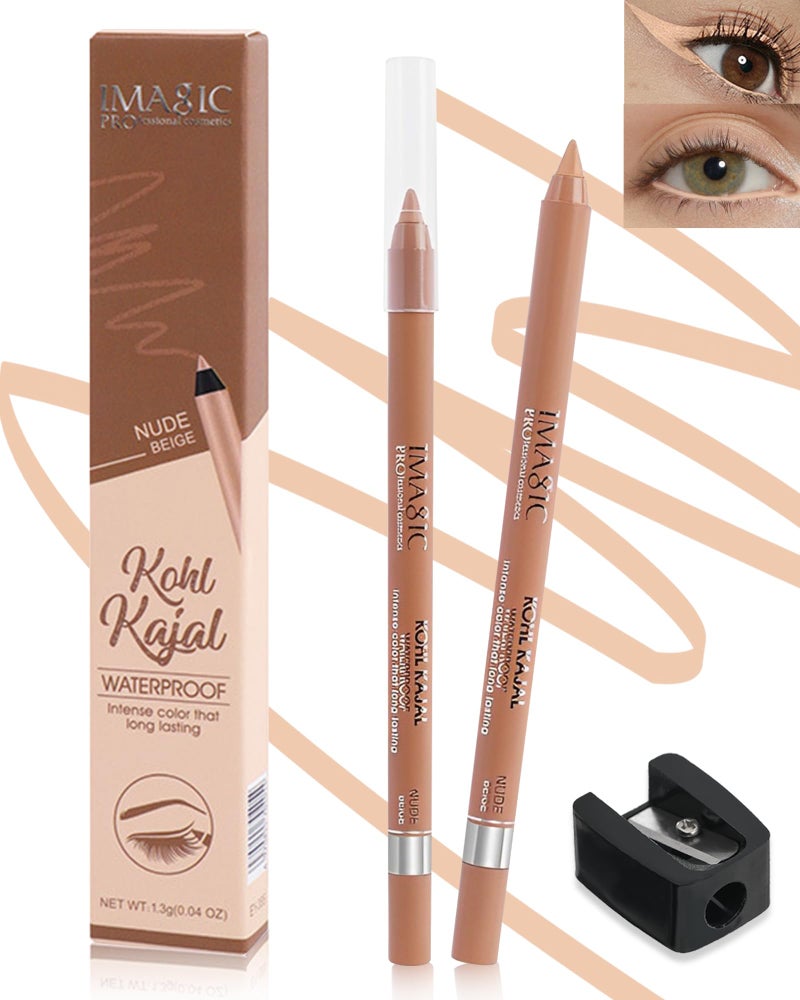 LYSdefeu Nude Beige Water Line Gel Eyeliner Pencil1Pcs Waterproof SmudgeProof Cream Eye Liner Waterline Brightener PenSmooth EasytoSharpen Pencil with SharpenerLonglasting Eye Makeup Gift for Older Women - Image 3