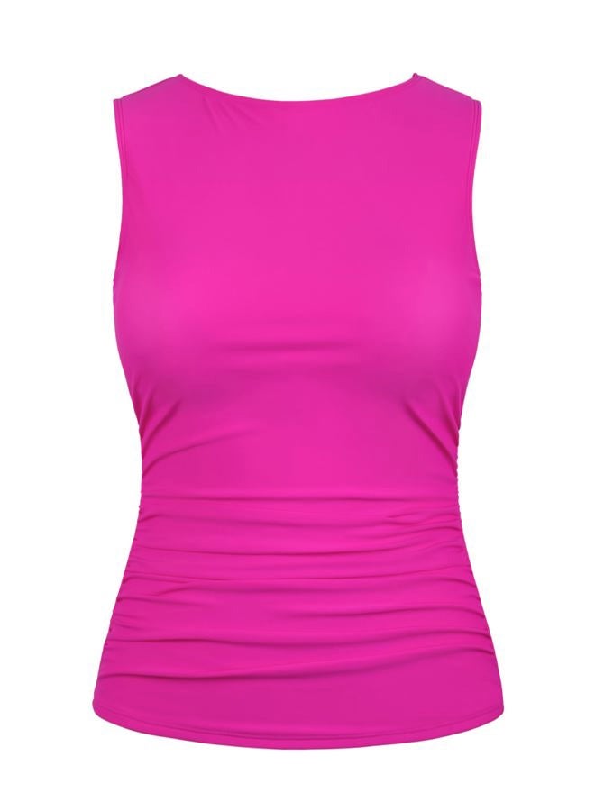 Firpearl Women's Supportive Underwire Bathing Suit Top High Neck Swimsuits Modest Swim Tank Top Only Hot Pink 10 - Image 1